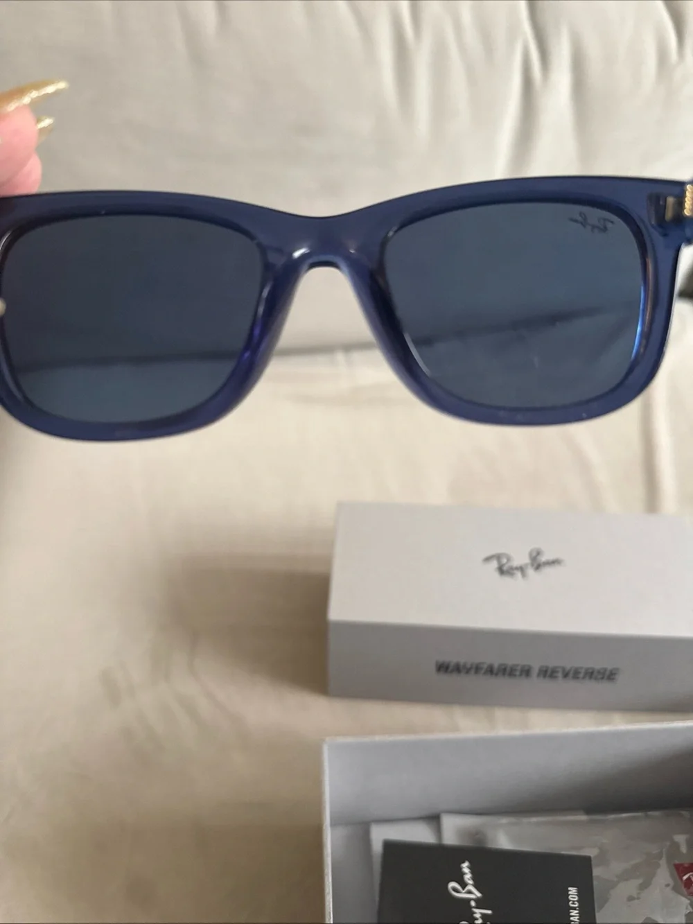 Ray-Ban Wayfarer Reverse 6708/3A Navy Blue Sunglasses Unisex Orig $215